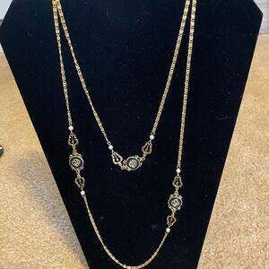 Elegant Gold Necklace with Blue Accents